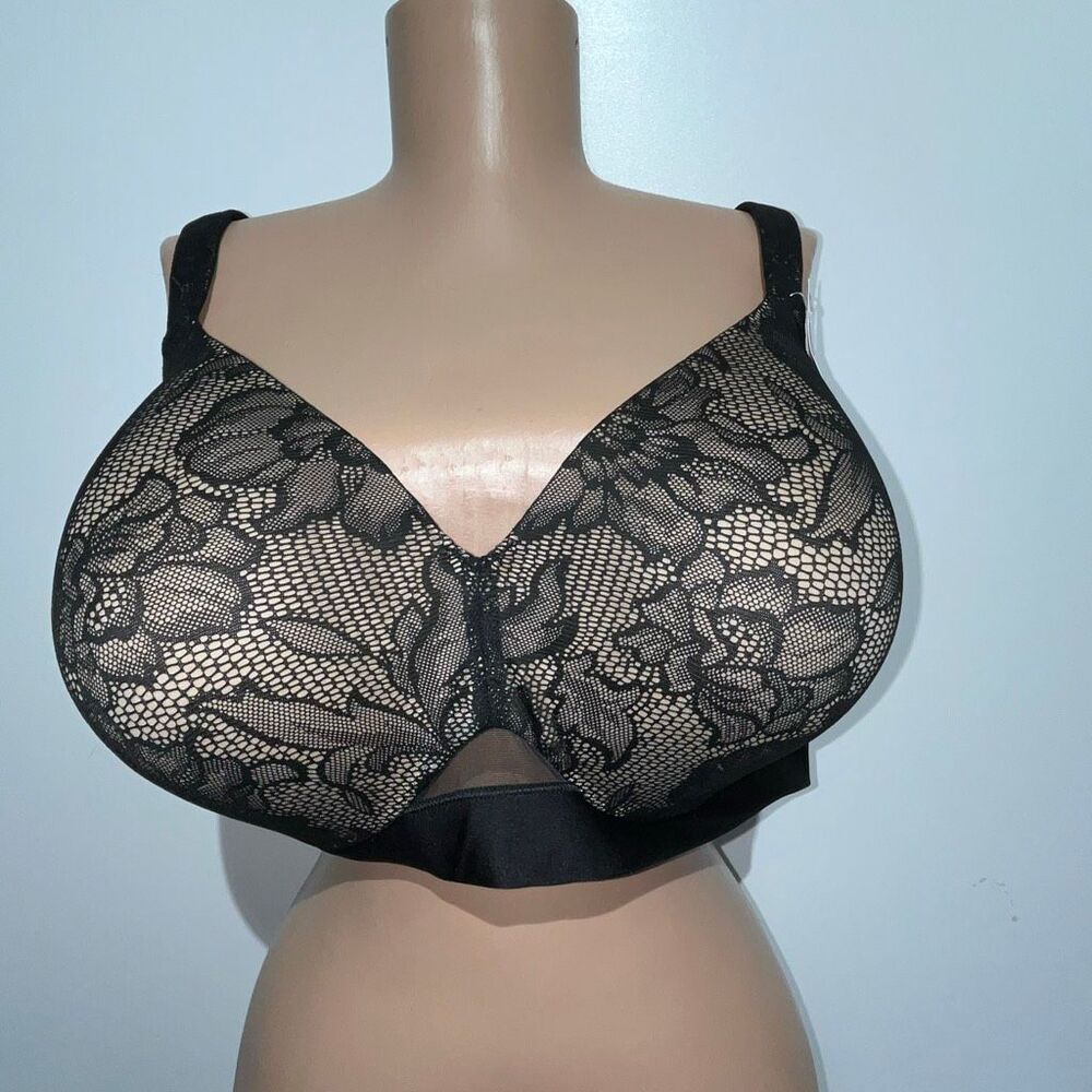 Cacique Black Comfort Bliss Lighly Lined Full Coverage Balconette Bra Sz 44D NWT